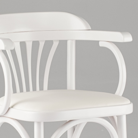 Деревянный стул Венский белый с мягким сиденьем из экокожи