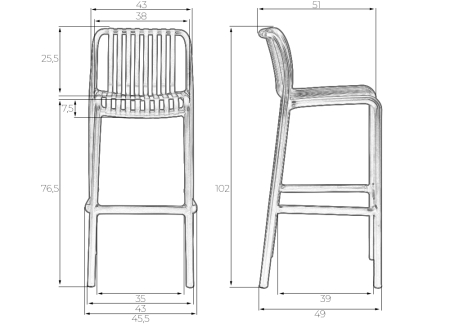 Стул барный CHLOE BAR темно-серый