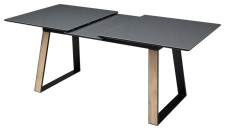 Стол Франк 160 графит, стекло, Дуб Галифакс, черный