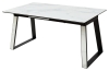 Стол Франк 160 белый мрамор, стекло, белый мрамор - черный