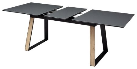 Стол Франк 160 графит, стекло, Дуб Галифакс, черный