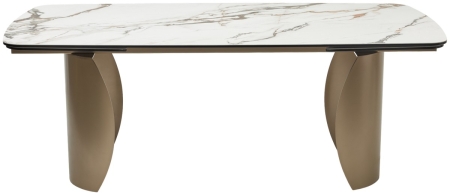 Стол BRONTE 200 раскладной KL-188 Контрастный мрамор матовый, итальянская керамика, Шампань