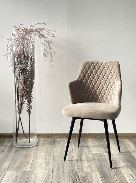 Стул HERMAN 360 градусов, латте #25 велюр, черный каркас