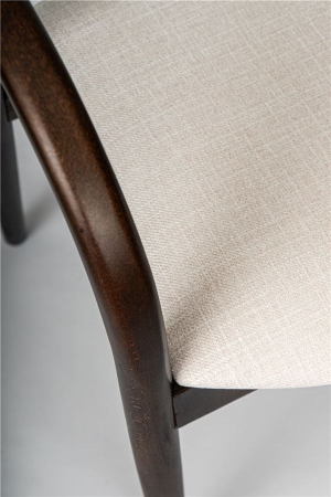 Деревянное полукресло венское Diona темный орех с мягким сиденьем из бежевой ткани Тесла 01