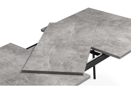 Стол деревянный Кортни 117 (157) x 77 бетон светлый, черный матовый