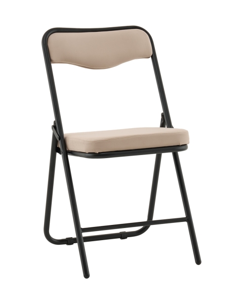 Стул складной Джонни велюр велютто бежевый, каркас черный матовый