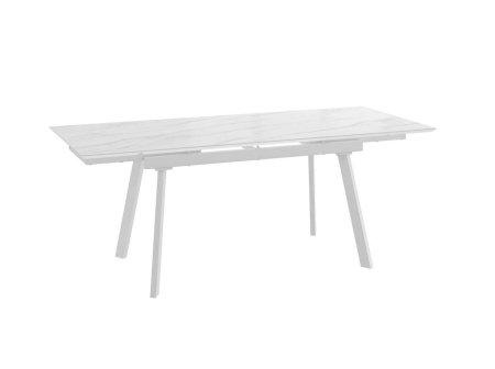 Стол раздвижной Alteza-140 (140+30+30x85) мрамор светлый, белый