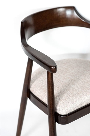 Деревянное полукресло венское Mercurius темный орех с мягким сиденьем из бежевой ткани Тесла 01
