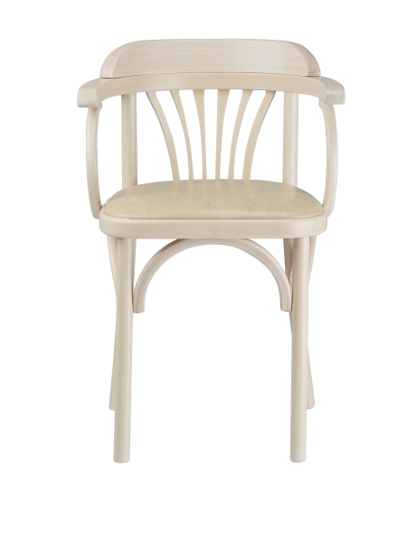 Деревянный стул Венский беленый дуб с мягким сиденьем из экокожи