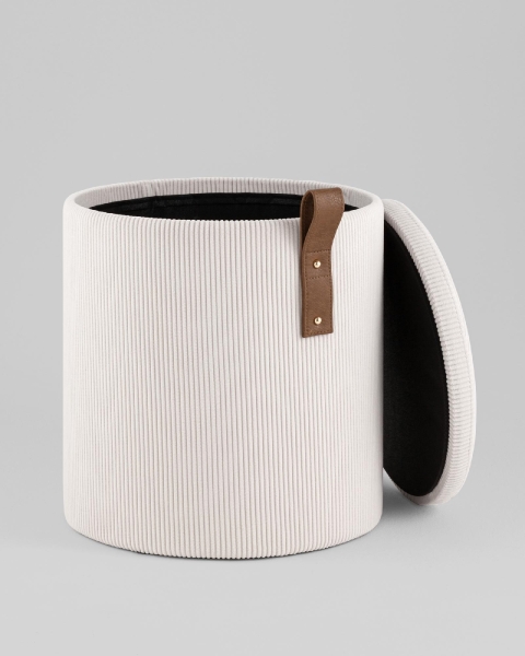 Пуф Руни S с ящиком вельвет белый