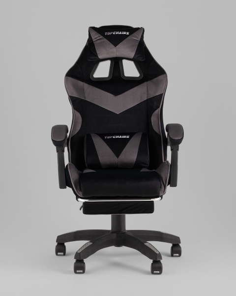 Кресло спортивное TopChairs MG-7019 велюр черно-серый