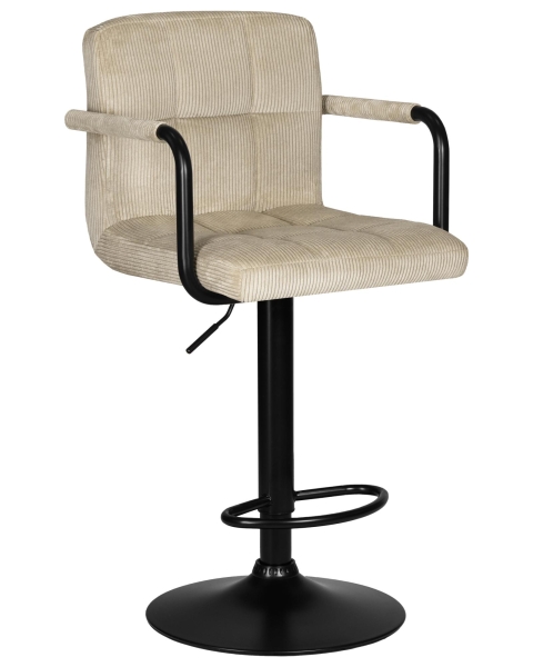 Набор 2 шт Стул барный KRUGER ARM BLACK, бежевый вельвет (LAR-E2041-04)