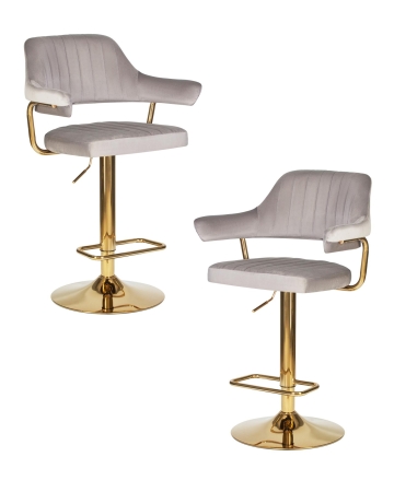 Набор 2 шт Стул барный CHARLY GOLD, серый велюр (MJ9-75)