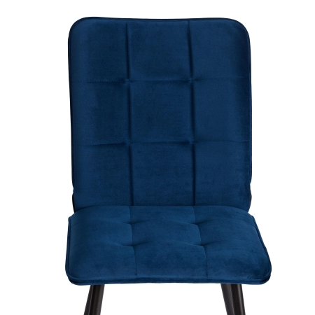 Стул обеденный Bari синий, велюр и металл, мягкое сиденье, без подлокотников