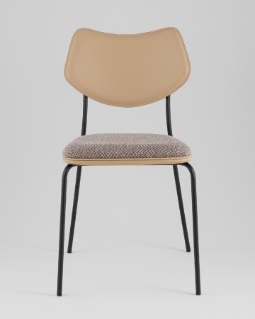 Стул обеденный Casey серо-коричневый с бежевой экокожей