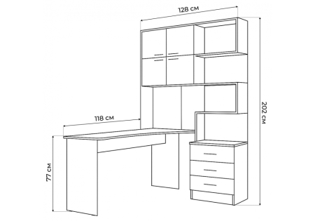 Компьютерный стол Эльброни левый шиншилла серая