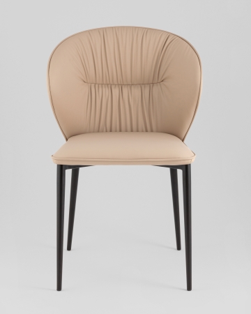 Стул обеденный Deia кремовая экокожа черные ножки 2 шт.