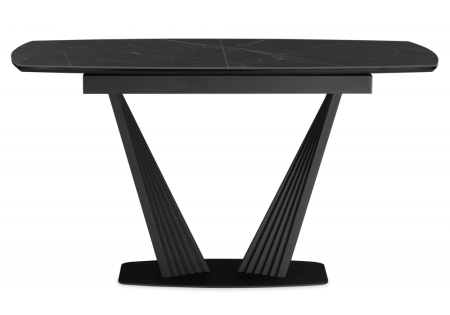 Керамический стол Вейл 140(180)х80 черный мрамор, черный
