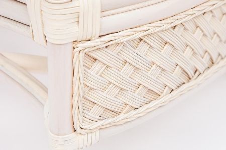 Комплект для отдыха "ANDREA" (диван + 2 кресла + журн. столик со стеклом + подушки) белый, ткань рубчик, кремовый