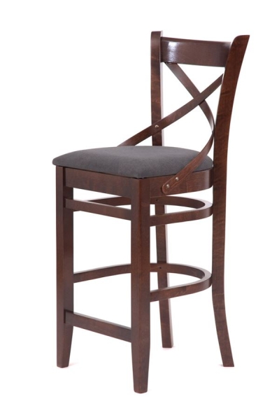 Стул барный "Hugo" темное дерево, серый
