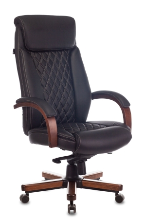 Кресло руководителя Бюрократ T-9924WALNUT черный кожа с подголов. крестовина металл/дерево