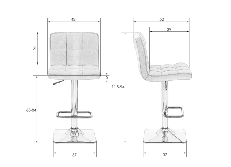 Набор 2 шт Стул барный GOLDIE, серый велюр (MJ9-75)