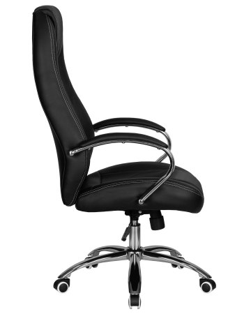 Офисное кресло TOBIAS черный, экокожа и металл, мягкое сиденье, с подлокотниками