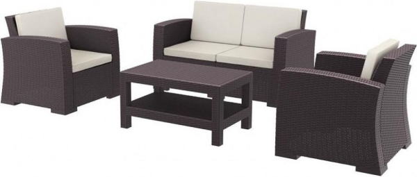Комплект пластиковой плетеной мебели Siesta Contract Monaco Lounge Set коричневый