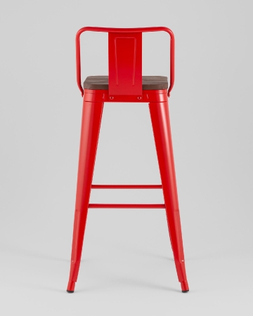 Стул барный TOLIX со спинкой красный глянцевый + темное дерево KD