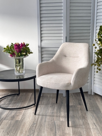 Стул STAMEN ткань DAVIS RETRO BLISS 02 светло-бежевый, черный каркас