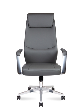 Кресло офисное Davos серый, экокожа и металл, мягкое сиденье, с подлокотниками