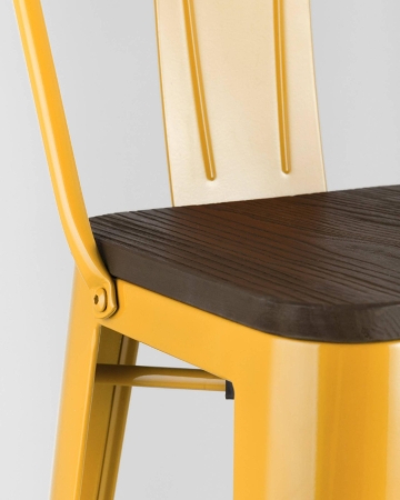 Стул барный TOLIX WOOD со спинкой желтый Стул барный TOLIX WOOD со спинкой желтый