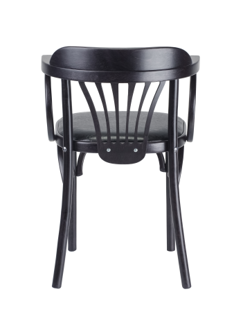 Деревянный стул Венский венге с мягким сиденьем из черной экокожи дуги назад