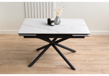 Керамический стол Мэриан 120(180)х80 snow alpin white, черный