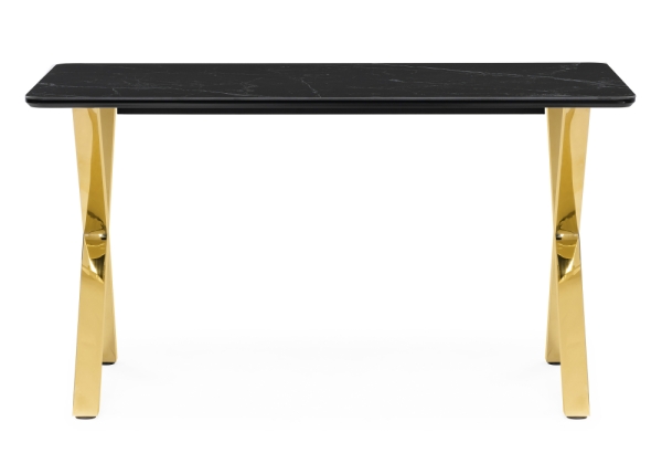 Керамический стол Селена 3 160х90 черный мрамор, золото