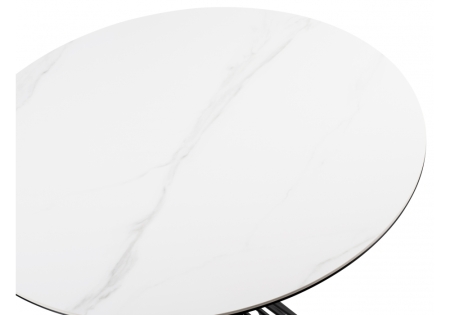 Керамический стол Вивиен 90x90x75 белый мрамор, черный