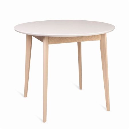 Стол Рэй-d900 круглый беленый дуб, белая эмаль