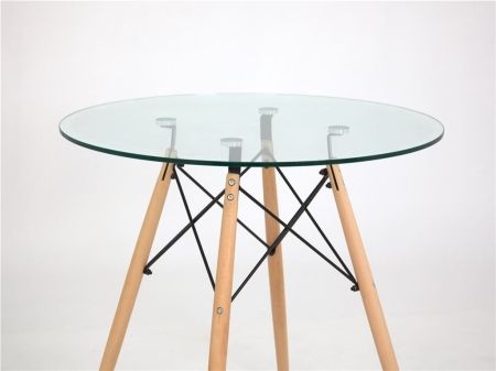 Стол кухонный обеденный круглый Луи со стеклянной столешницей