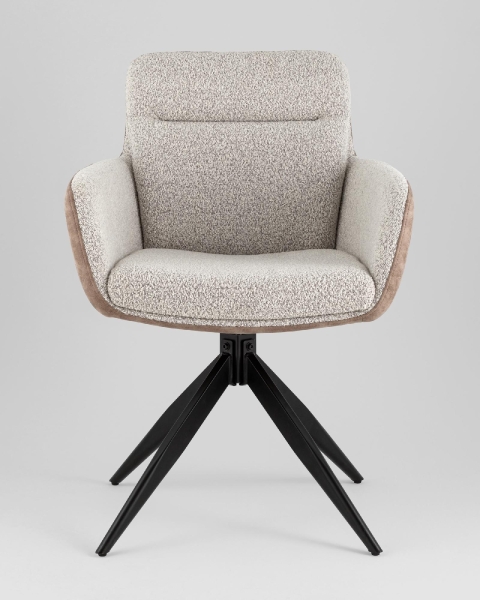 Стул обеденный Waldo светло-серый c бежевой экокожей