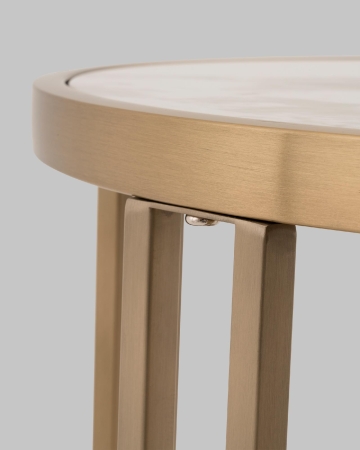 Журнальный столик Алиада 55х55 см светлая керамика сталь шампань