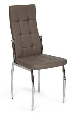 Стул ELFO (mod.35) металл и экокожа, 45х53х100х47 см, хром и пепельно-коричневый