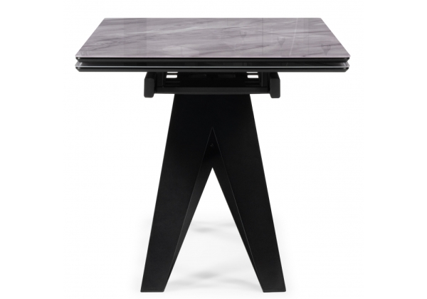 Стол стеклянный Блэкберн 140(200)х80 кристл серый мрамор, черный