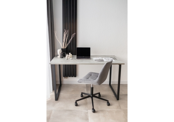 Стол деревянный Лиман 140 х 80 бетон светлый, черный матовый Стол деревянный Лиман 140 х 80 бетон светлый, черный матовый