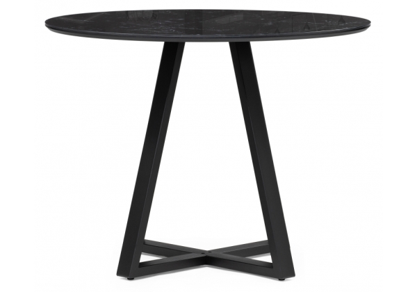 Стеклянный стол Норфолк 100х78 черный мрамор, черный