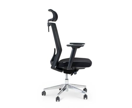 Кресло офисное Партнер aluminium черный пластик, черная сетка, черная ткань (мультиблок)