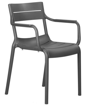 Стул TIM серый, пластик, твердое сиденье, с подлокотниками