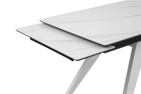 Стол Невада керамика 1400*800+300+300 керамика белая, черный