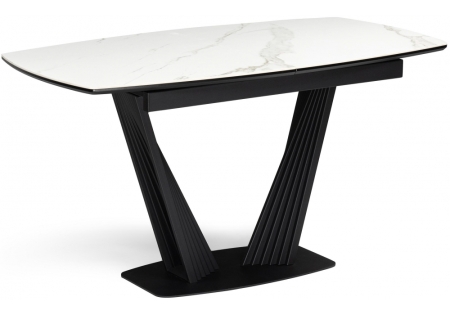 Керамический стол Вейл 140(180)х80 белый мрамор snow white, черный