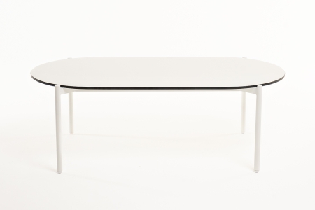 "Диего" журнальный стол из HPL 120х60 H40, каркас белый муар, "молочный"