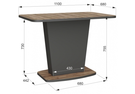Стол деревянный Комфорт авелано, графит